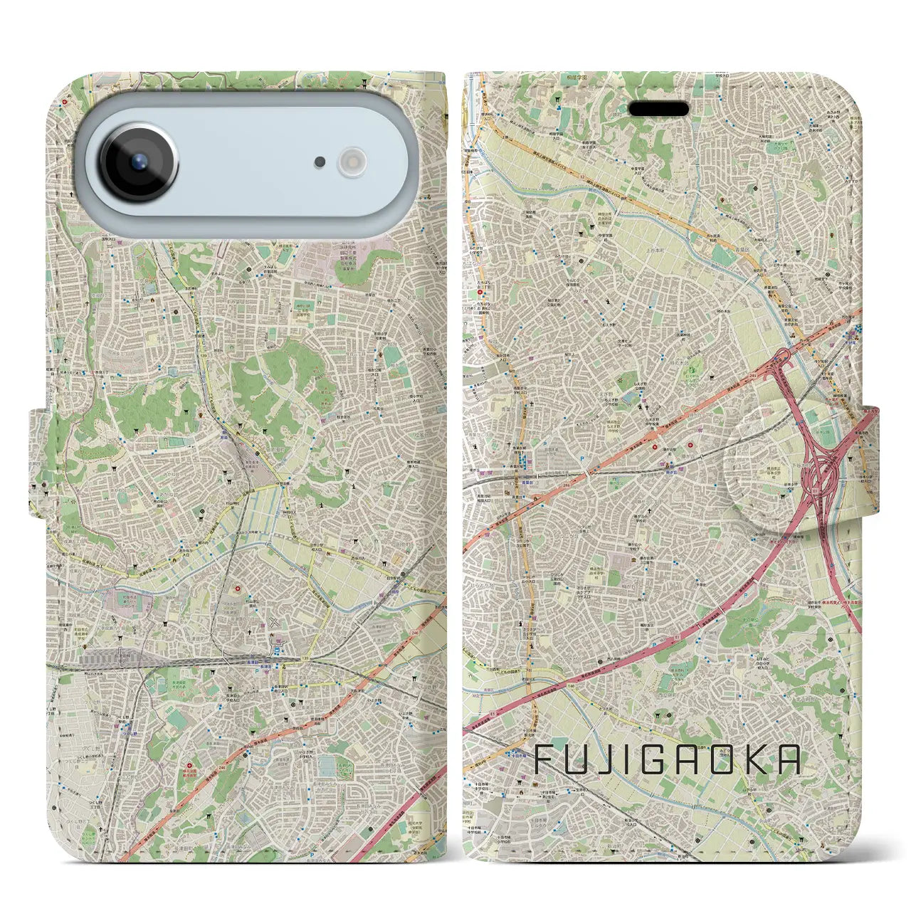 【藤が丘(神奈川県)】地図柄iPhoneケース(手帳タイプ)