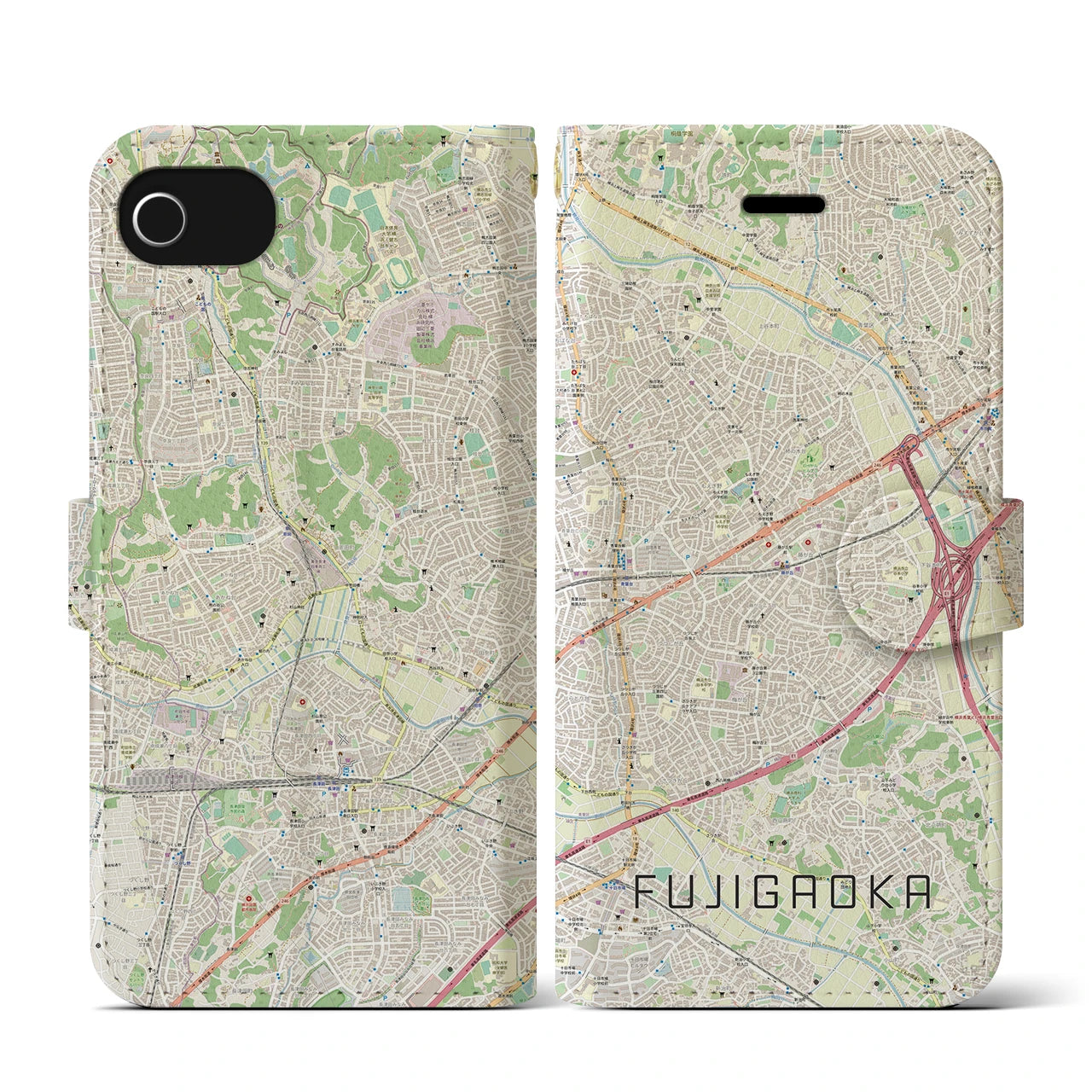 【藤が丘(神奈川県)】地図柄iPhoneケース(手帳タイプ)