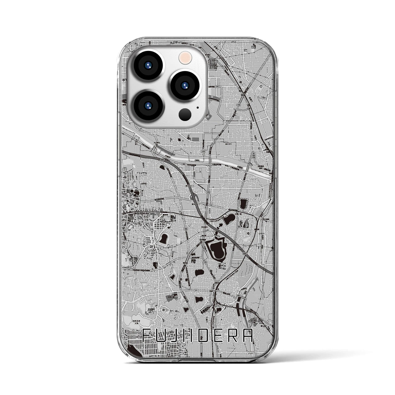 【藤井寺(大阪府)】地図柄iPhoneケース(クリアタイプ)