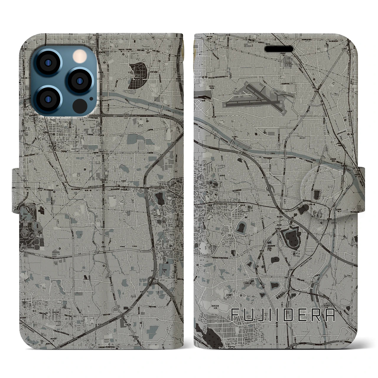 【藤井寺(大阪府)】地図柄iPhoneケース(手帳タイプ)