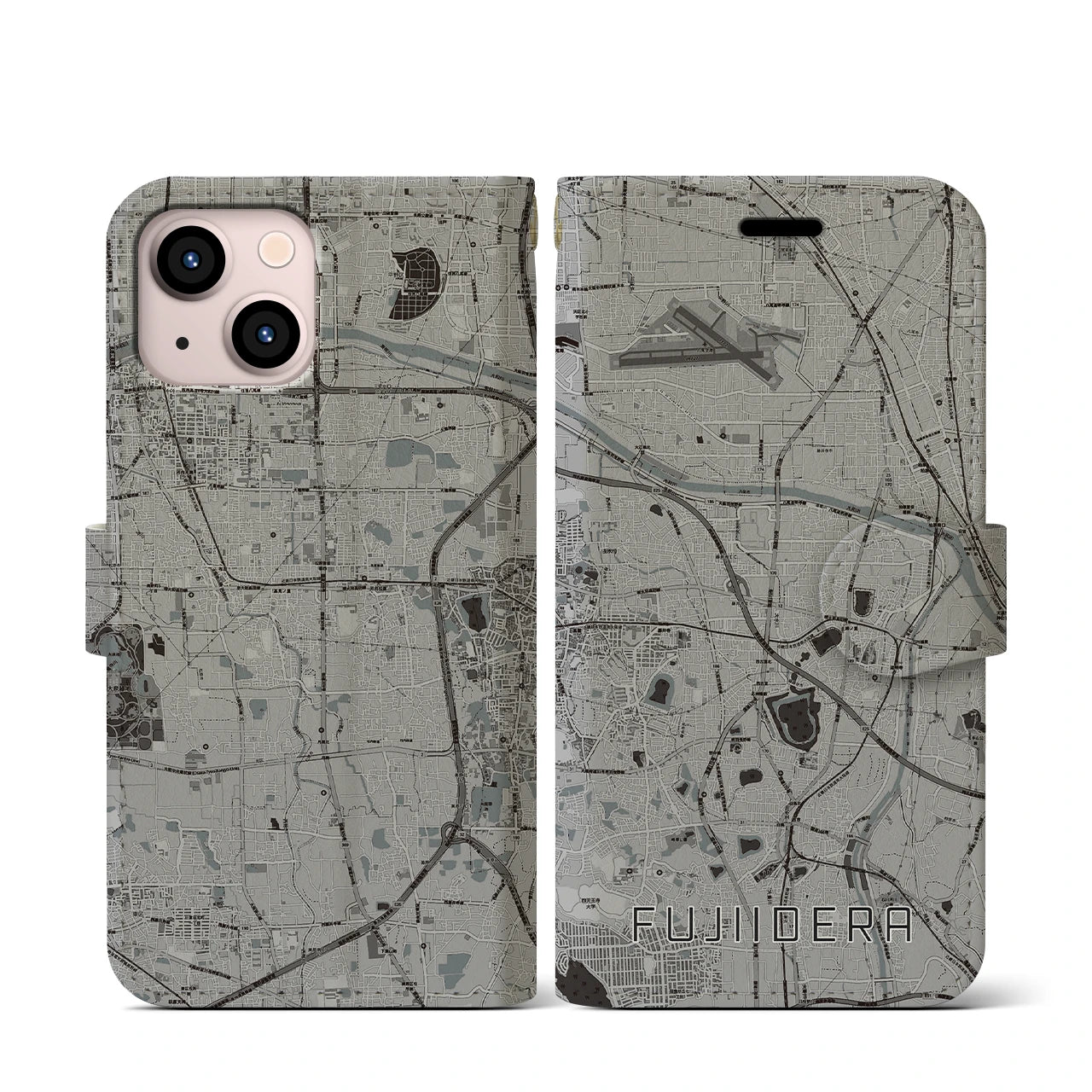 【藤井寺(大阪府)】地図柄iPhoneケース(手帳タイプ)