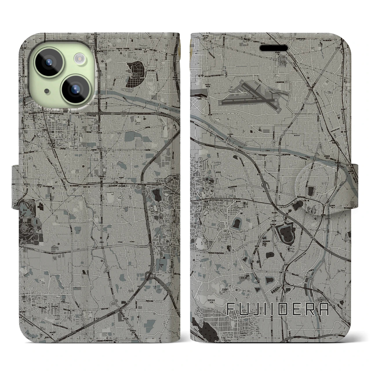 【藤井寺(大阪府)】地図柄iPhoneケース(手帳タイプ)