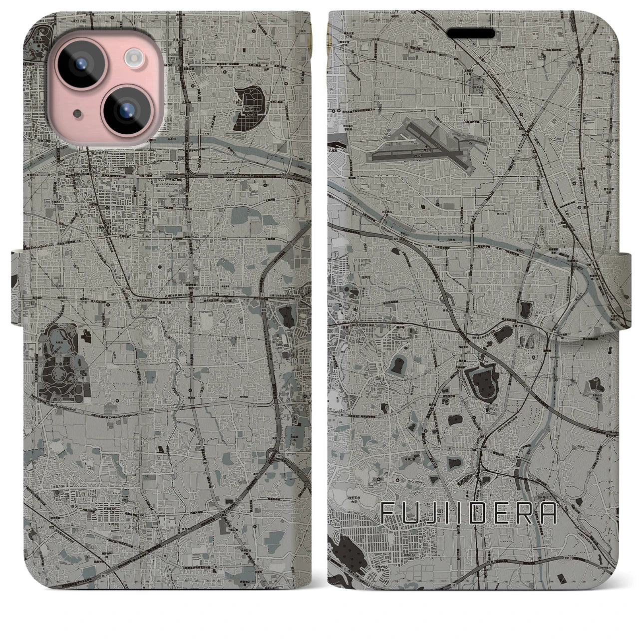 【藤井寺(大阪府)】地図柄iPhoneケース(手帳タイプ)