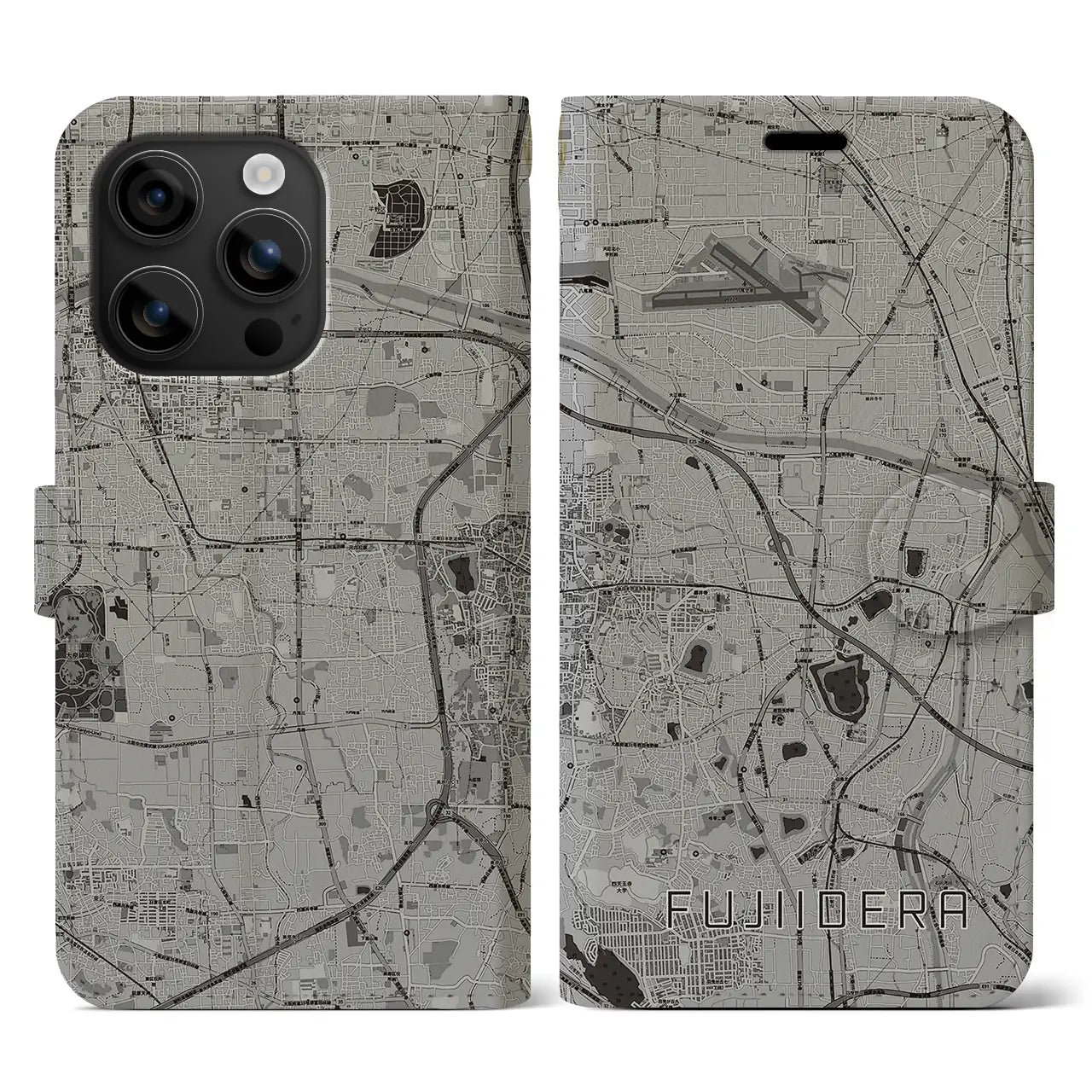 【藤井寺(大阪府)】地図柄iPhoneケース(手帳タイプ)