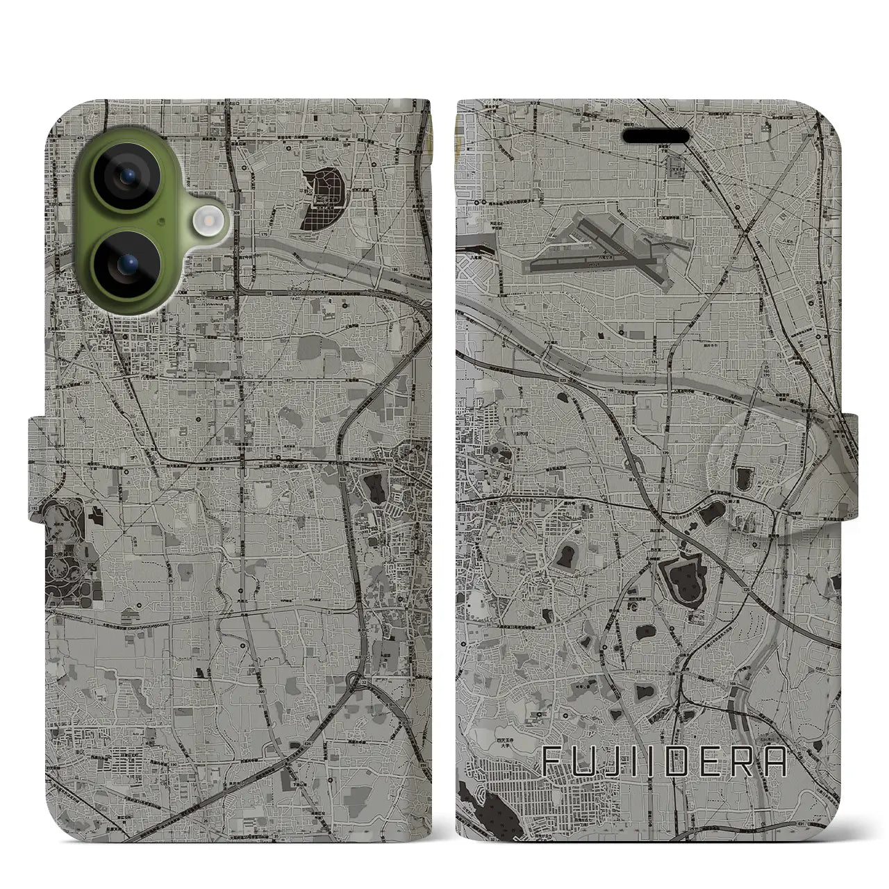 【藤井寺(大阪府)】地図柄iPhoneケース(手帳タイプ)