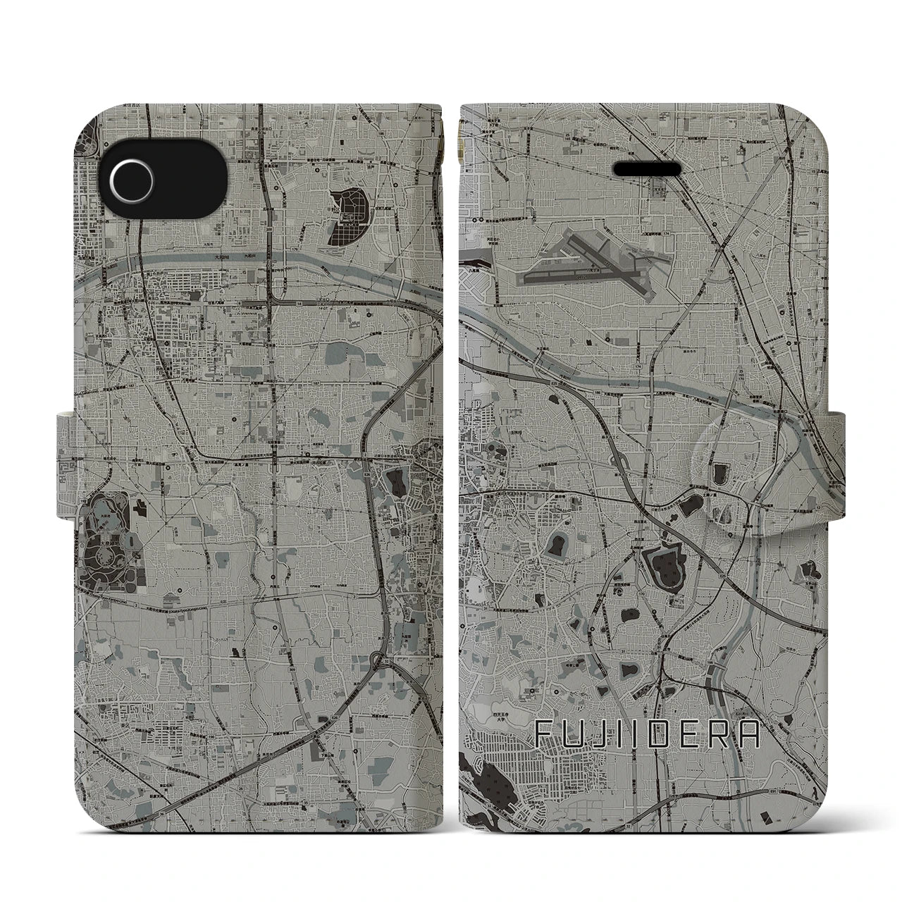 【藤井寺(大阪府)】地図柄iPhoneケース(手帳タイプ)