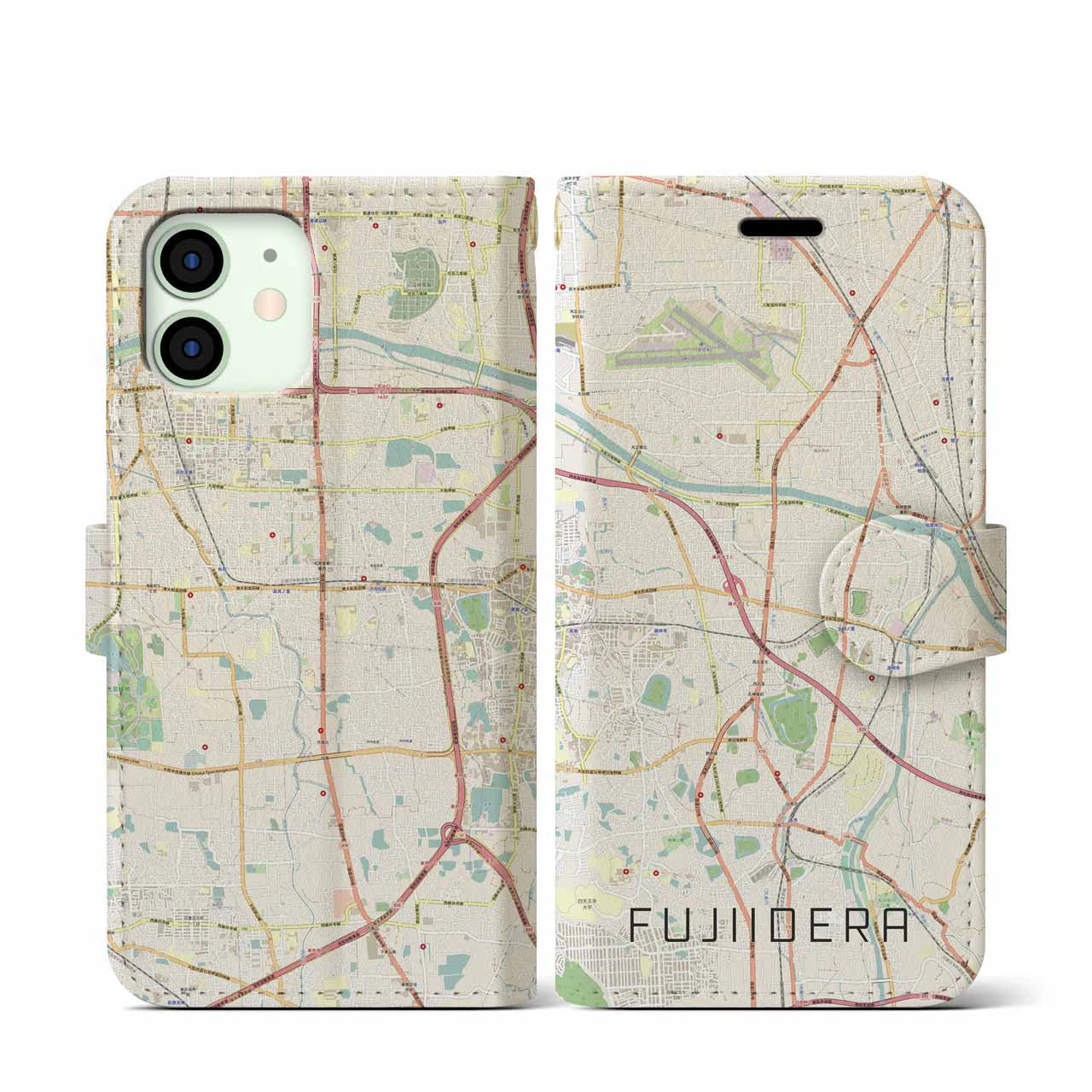 【藤井寺(大阪府)】地図柄iPhoneケース(手帳タイプ)