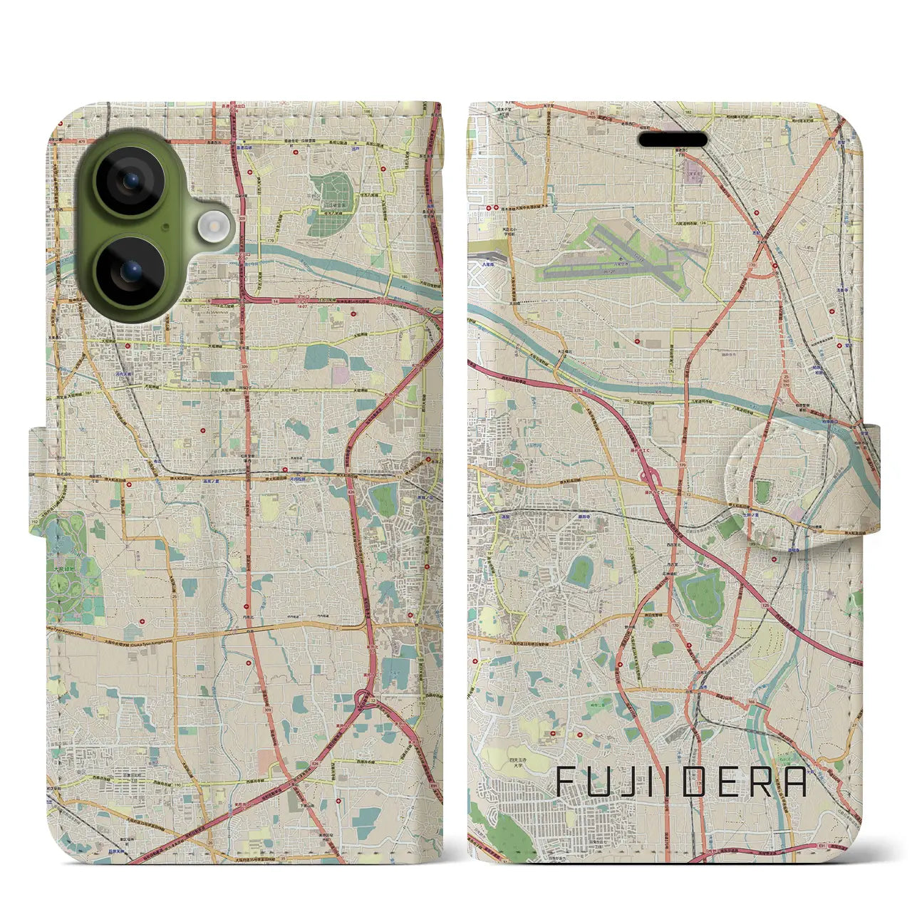 【藤井寺(大阪府)】地図柄iPhoneケース(手帳タイプ)