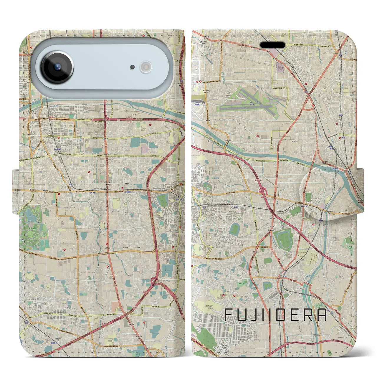 【藤井寺(大阪府)】地図柄iPhoneケース(手帳タイプ)