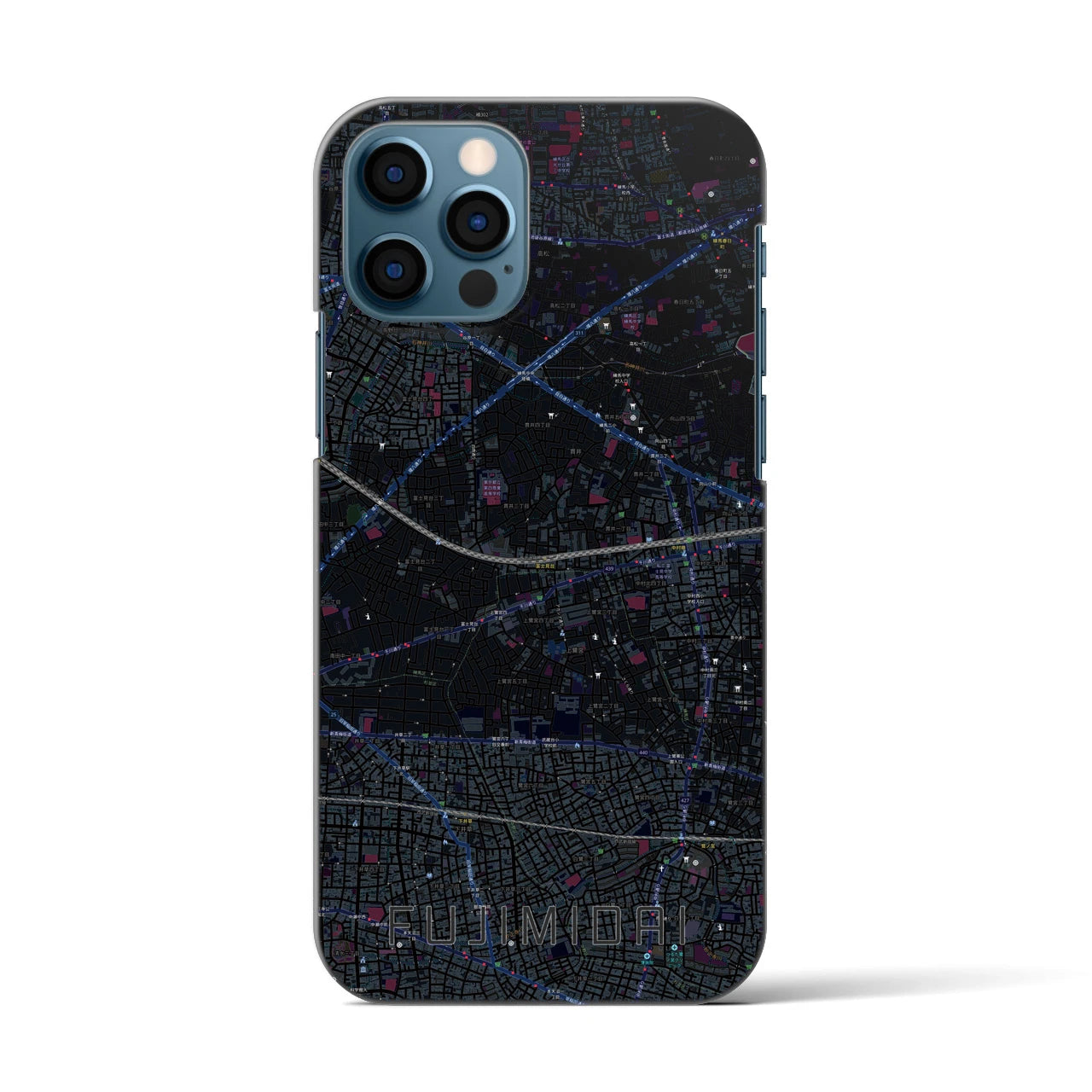 【富士見台(東京都)】地図柄iPhoneケース(バックカバータイプ)