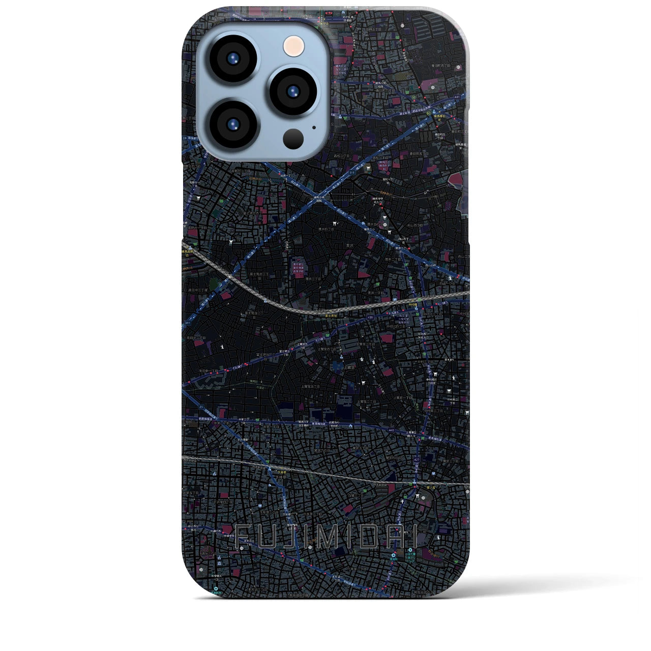 【富士見台(東京都)】地図柄iPhoneケース(バックカバータイプ)