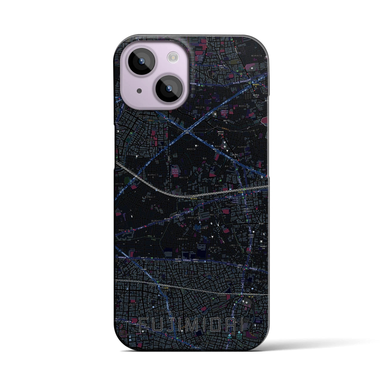 【富士見台(東京都)】地図柄iPhoneケース(バックカバータイプ)
