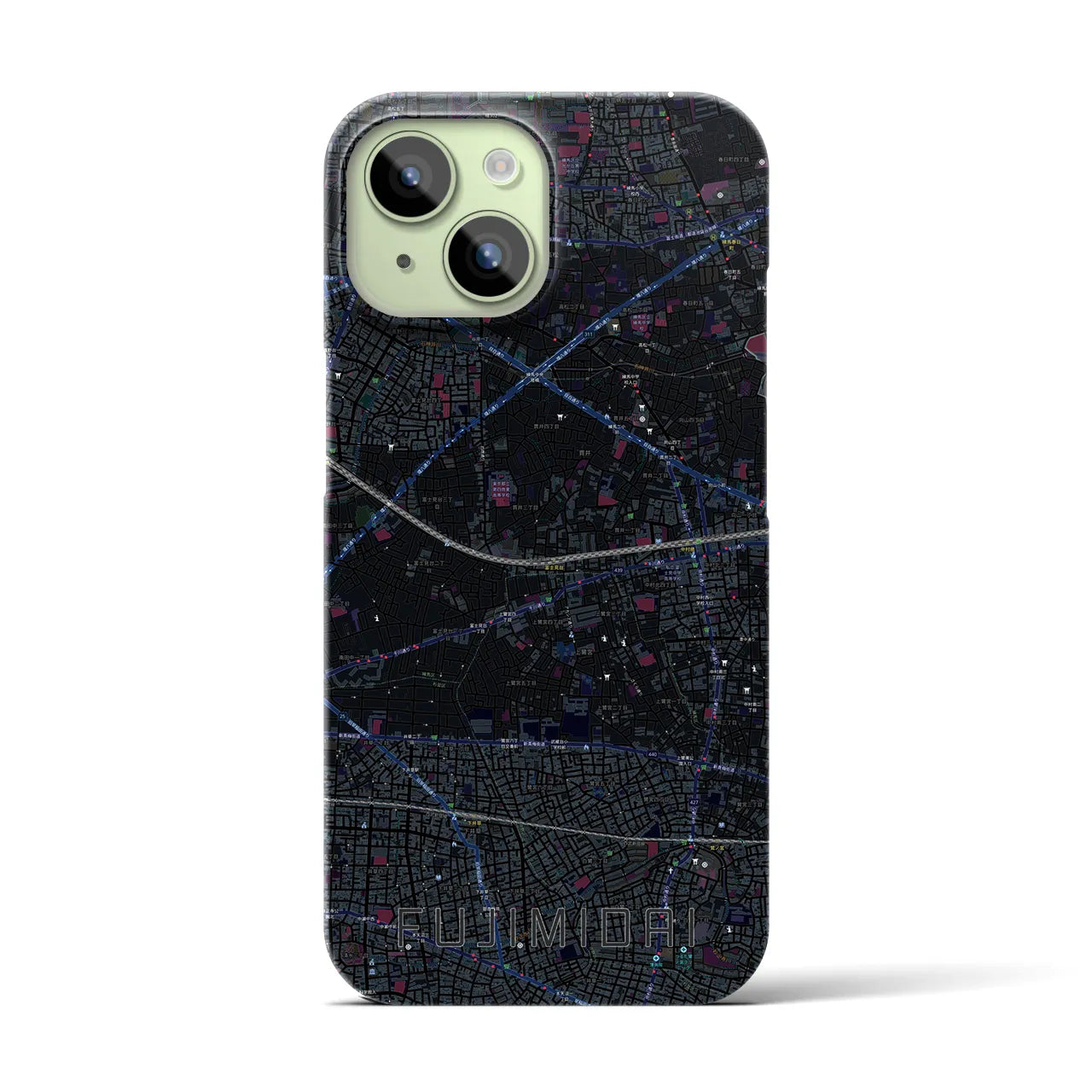 【富士見台(東京都)】地図柄iPhoneケース(バックカバータイプ)