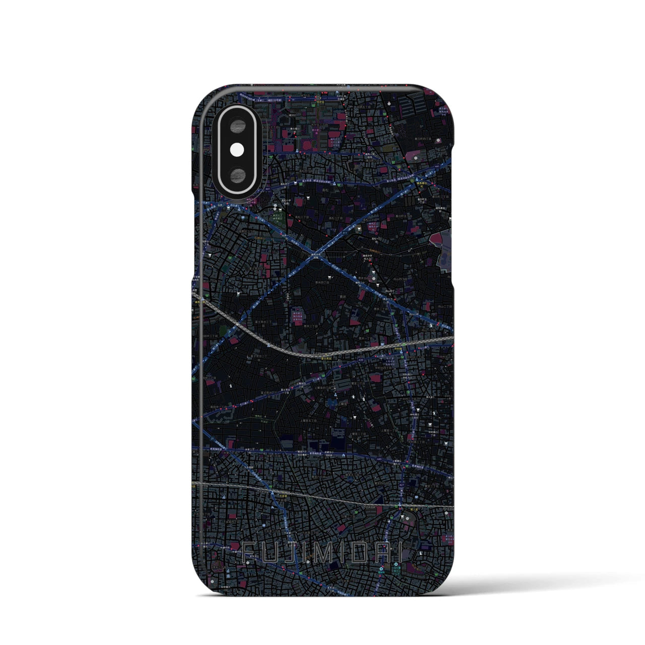 【富士見台(東京都)】地図柄iPhoneケース(バックカバータイプ)