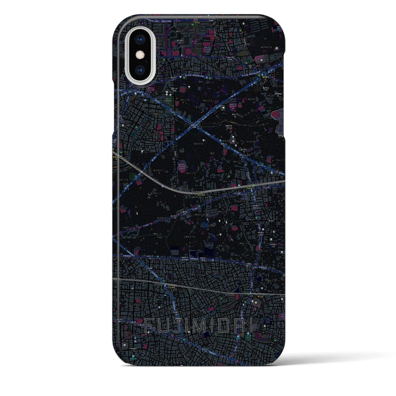 【富士見台(東京都)】地図柄iPhoneケース(バックカバータイプ)