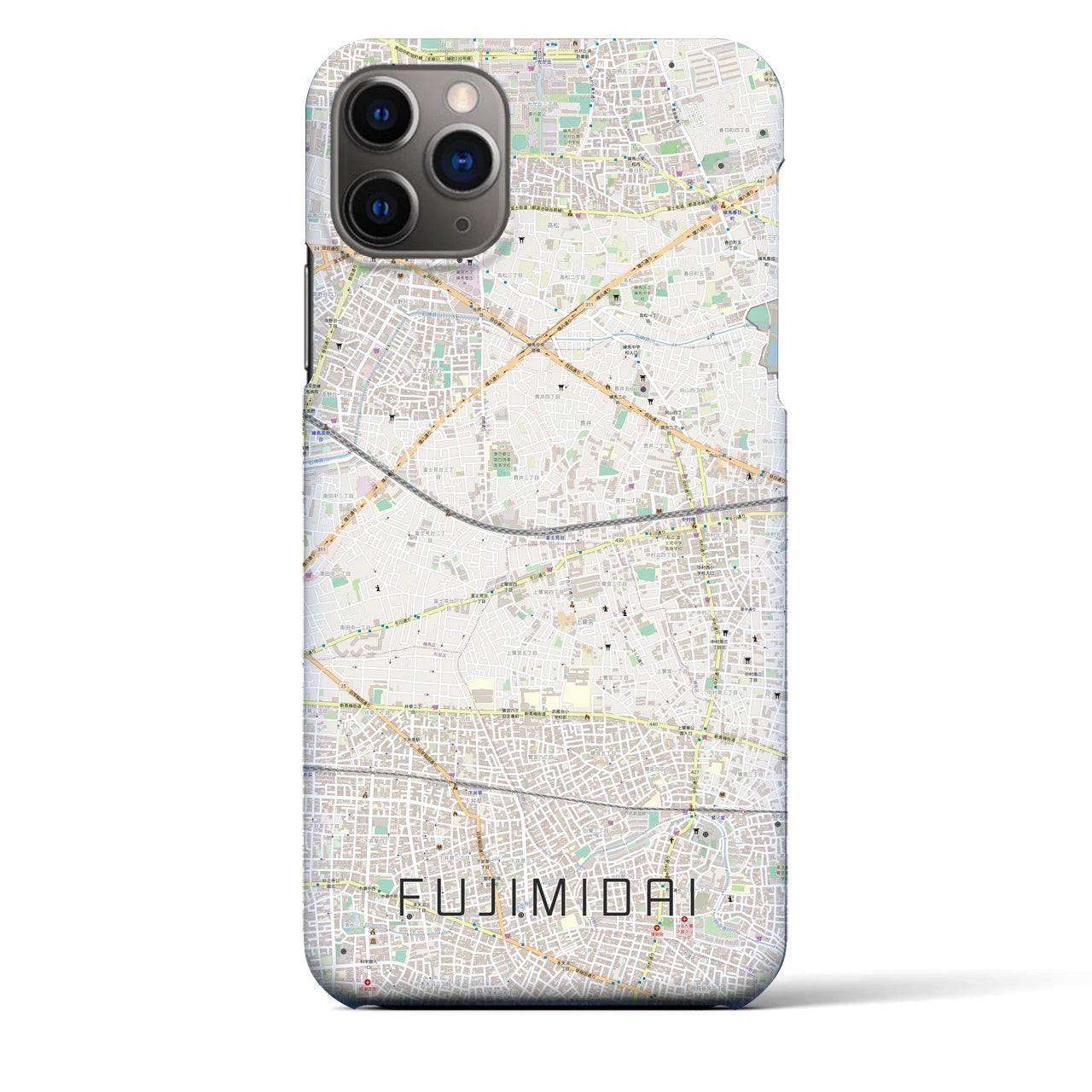 【富士見台(東京都)】地図柄iPhoneケース(バックカバータイプ)