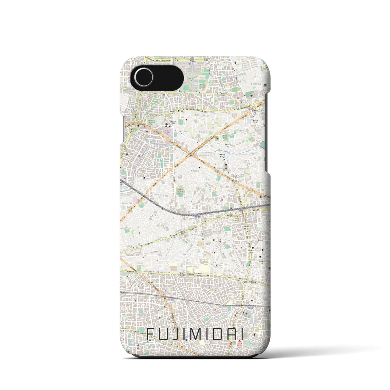 【富士見台(東京都)】地図柄iPhoneケース(バックカバータイプ)