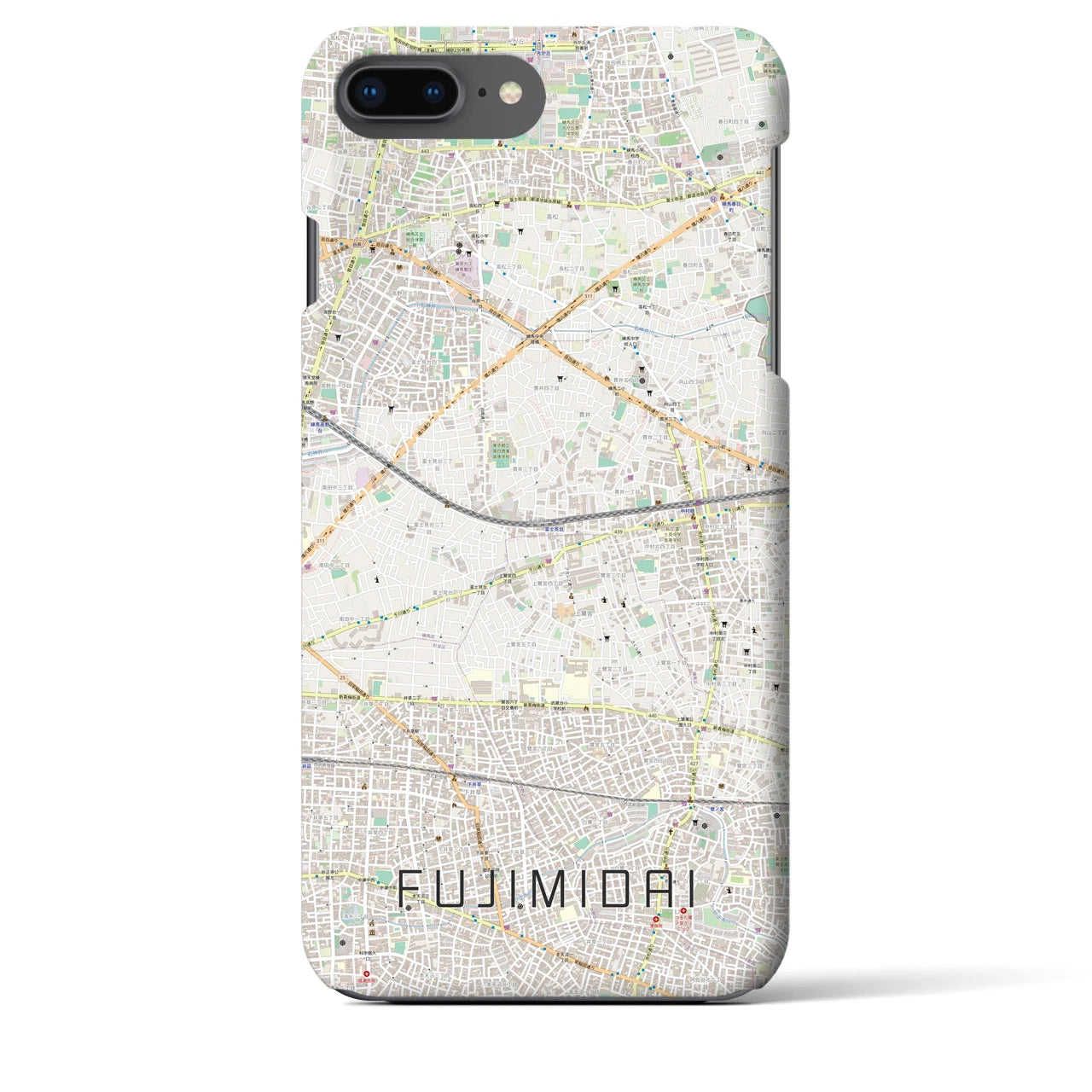 【富士見台(東京都)】地図柄iPhoneケース(バックカバータイプ)