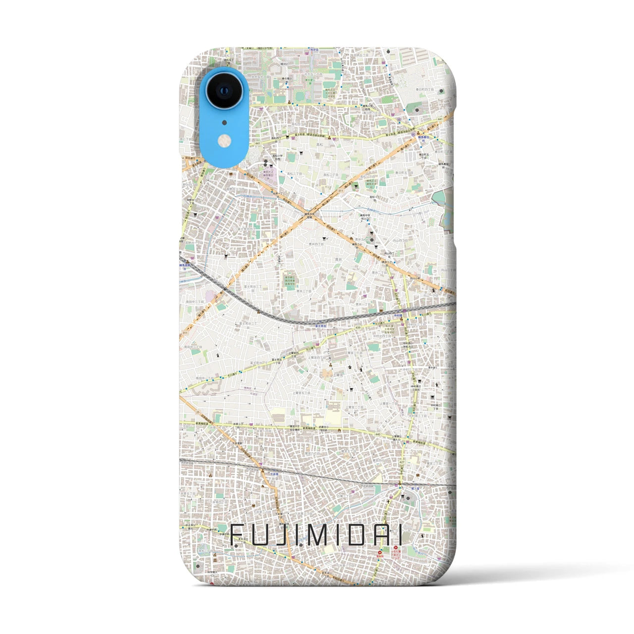 【富士見台(東京都)】地図柄iPhoneケース(バックカバータイプ)