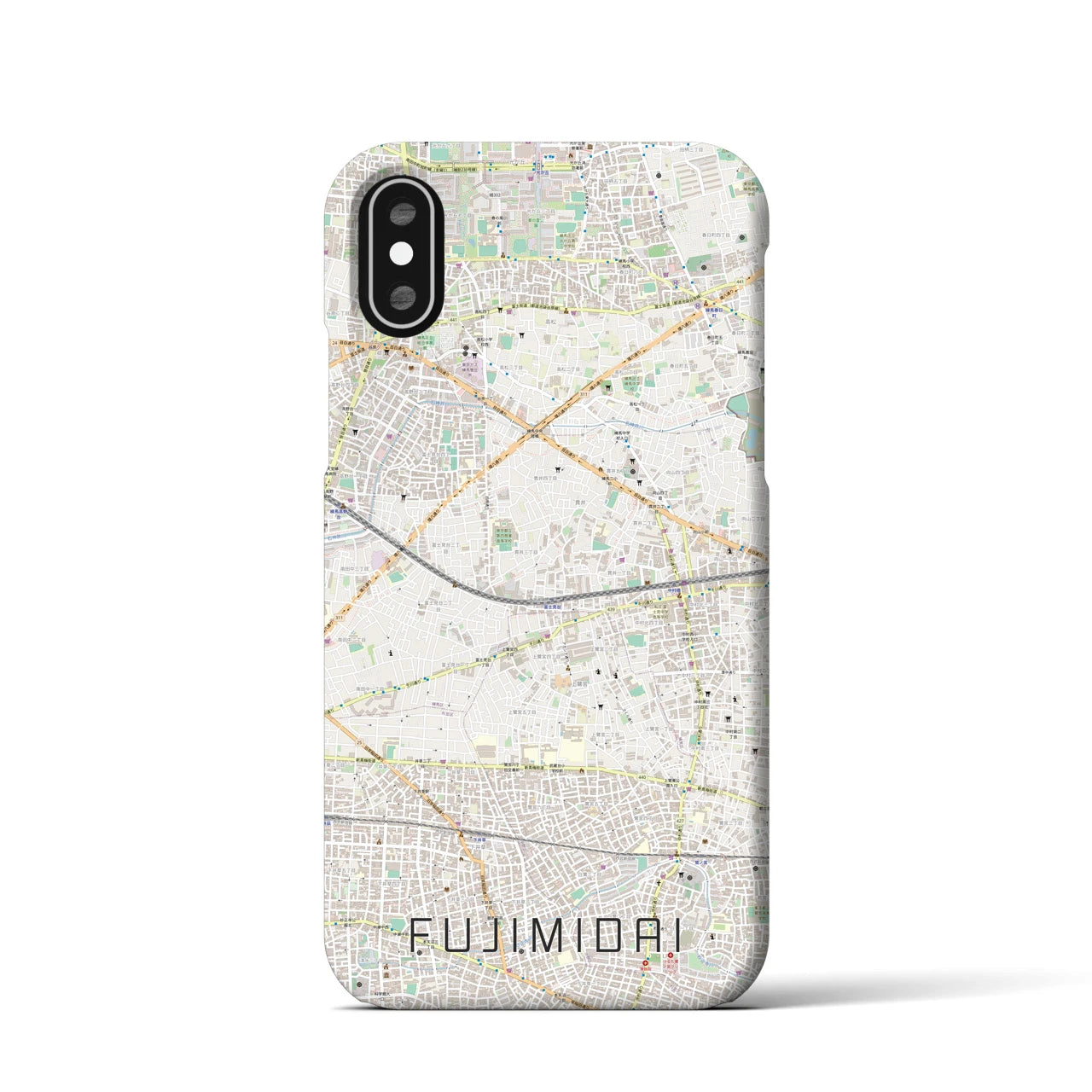 【富士見台(東京都)】地図柄iPhoneケース(バックカバータイプ)