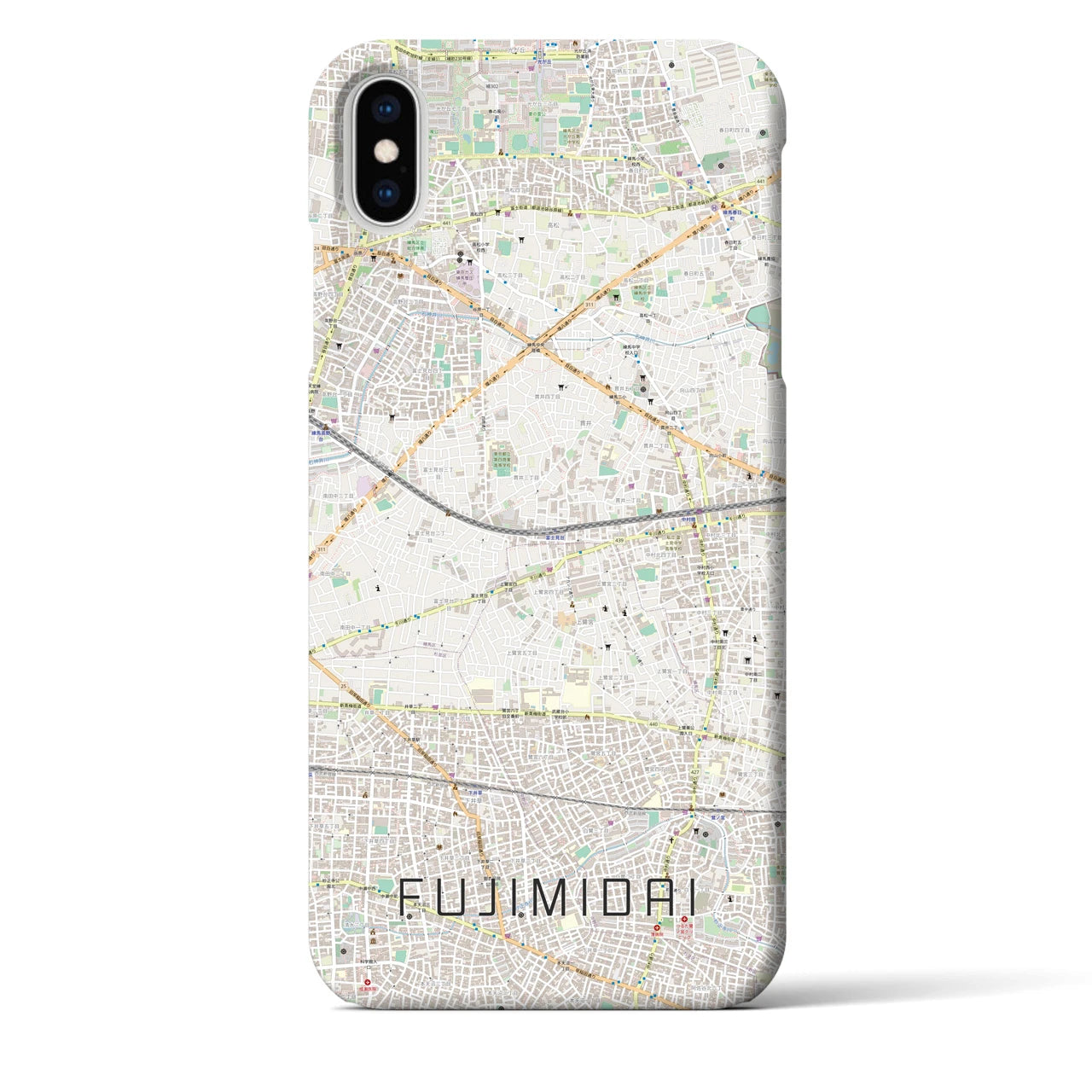 【富士見台(東京都)】地図柄iPhoneケース(バックカバータイプ)