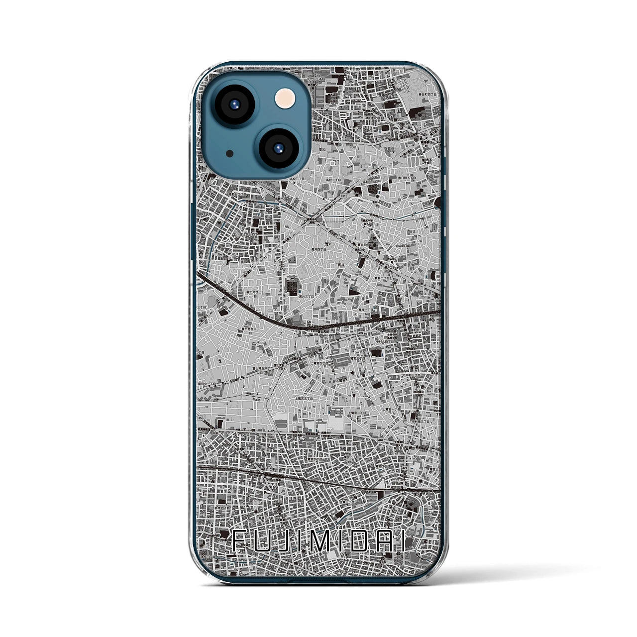 【富士見台(東京都)】地図柄iPhoneケース(クリアタイプ)