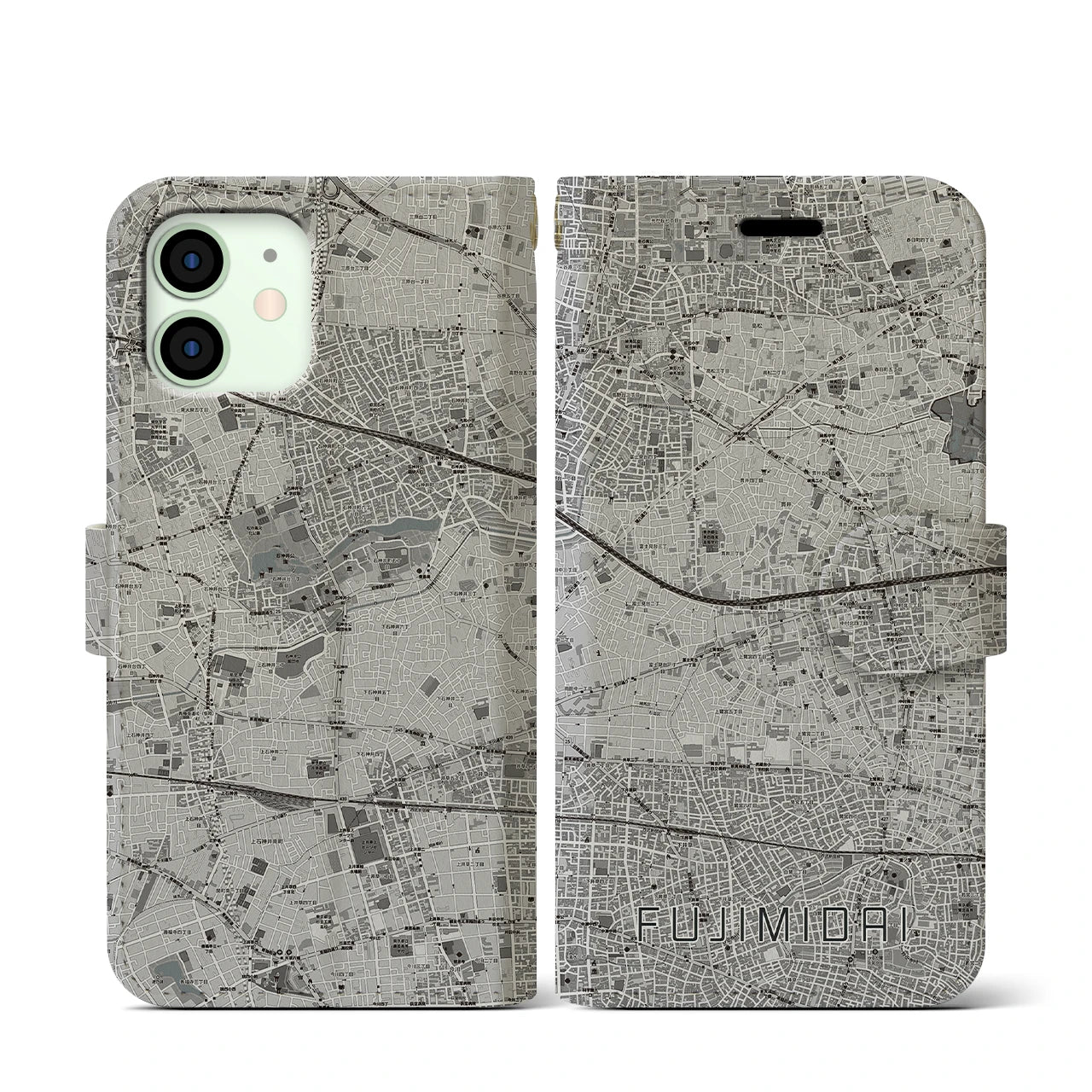 【富士見台(東京都)】地図柄iPhoneケース(手帳タイプ)
