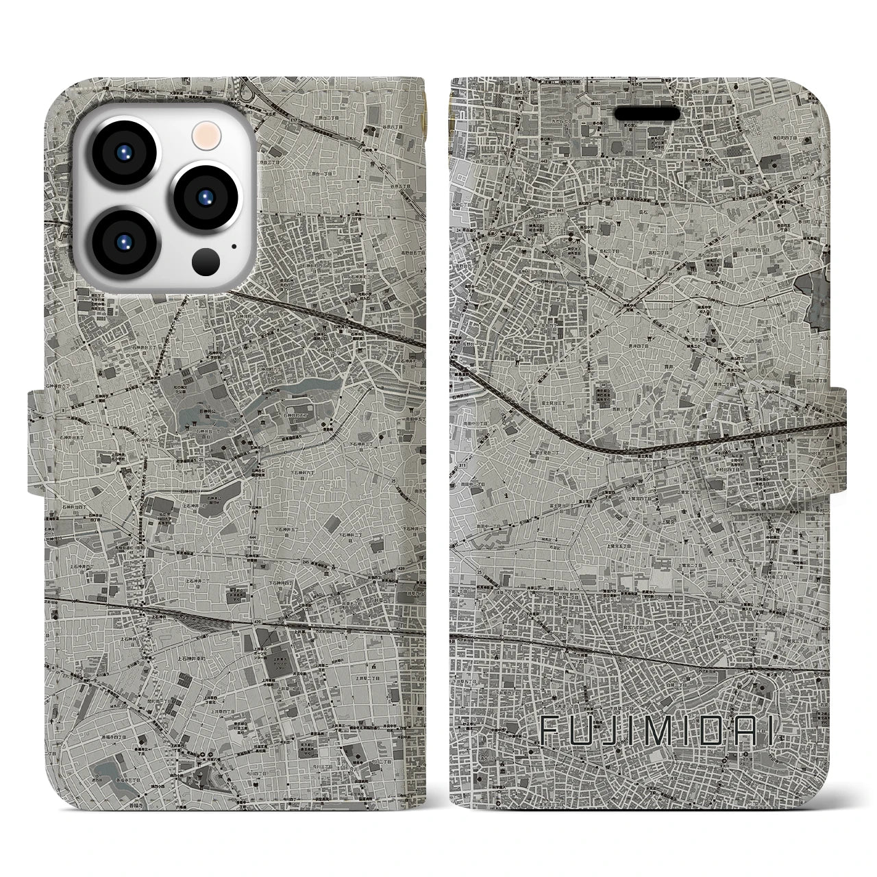 【富士見台(東京都)】地図柄iPhoneケース(手帳タイプ)