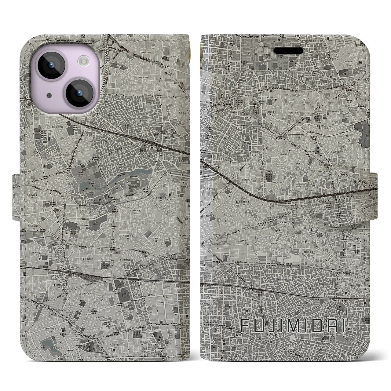 【富士見台(東京都)】地図柄iPhoneケース(手帳タイプ)