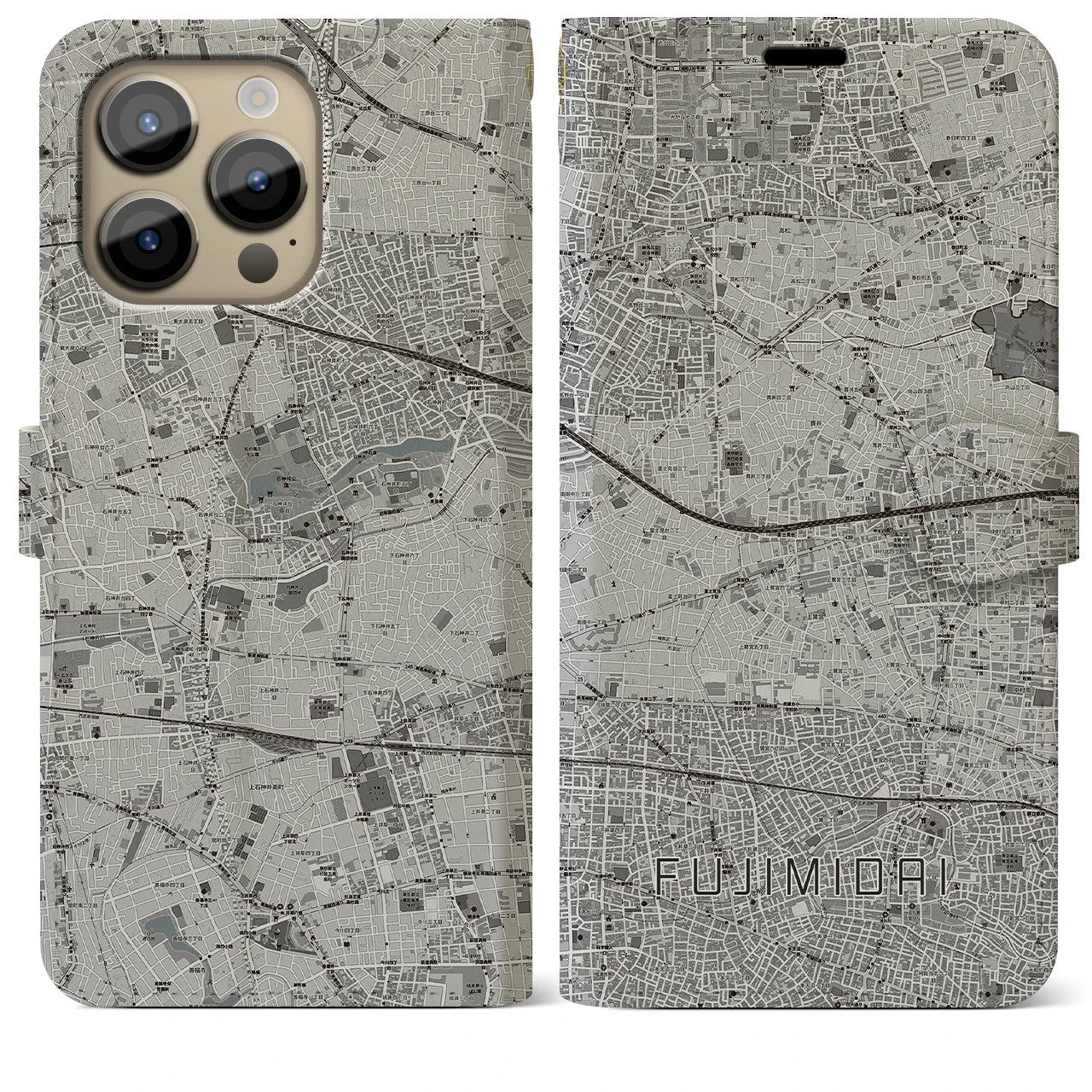 【富士見台(東京都)】地図柄iPhoneケース(手帳タイプ)