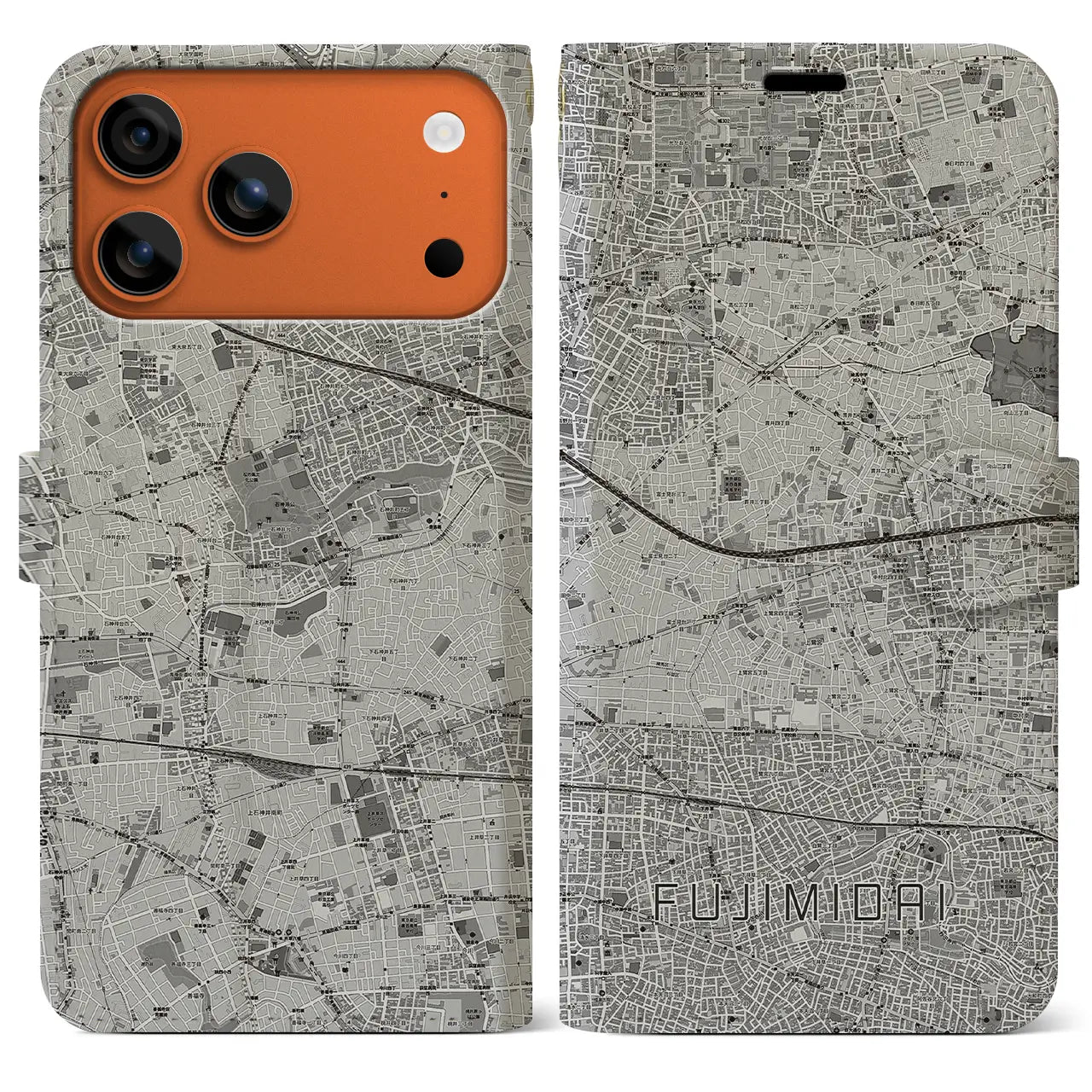 【富士見台(東京都)】地図柄iPhoneケース(手帳タイプ)