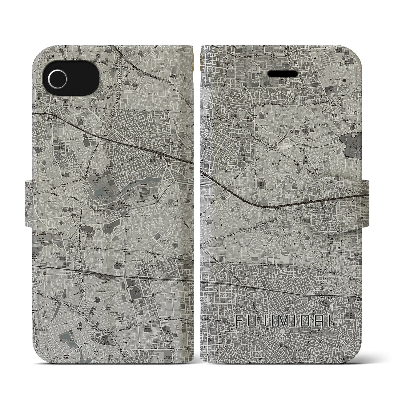 【富士見台(東京都)】地図柄iPhoneケース(手帳タイプ)