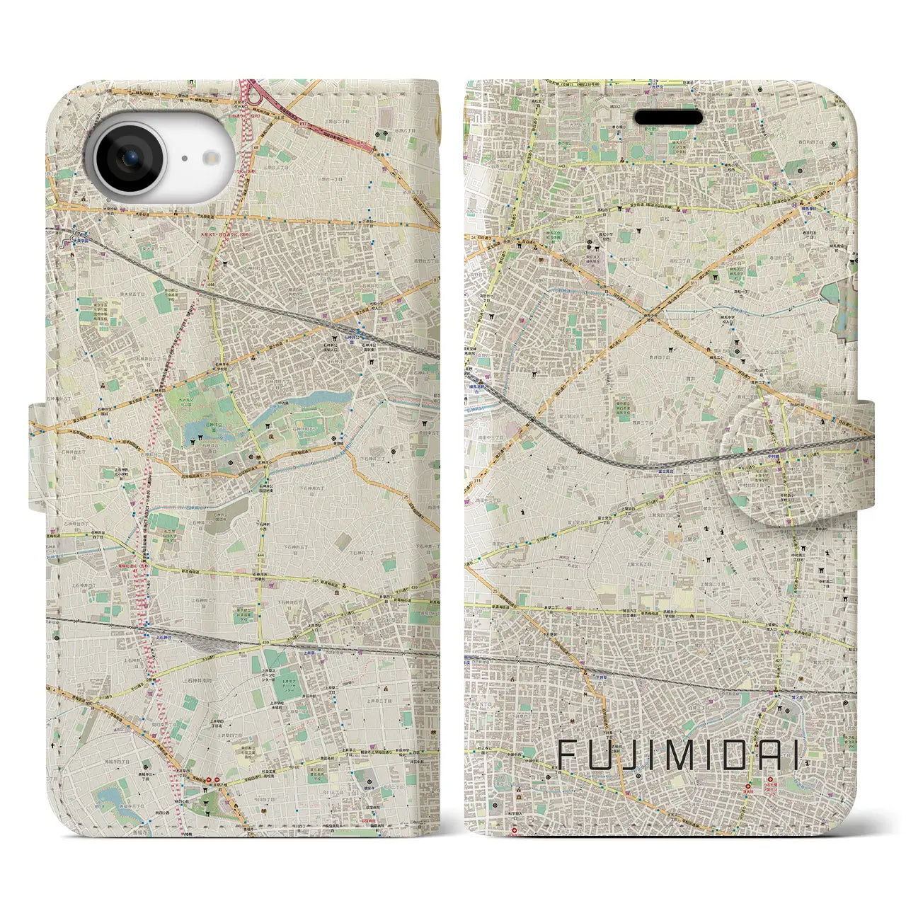 【富士見台(東京都)】地図柄iPhoneケース(手帳タイプ)