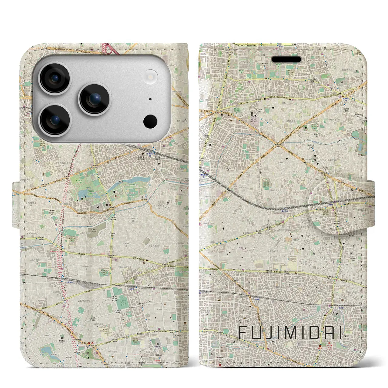 【富士見台(東京都)】地図柄iPhoneケース(手帳タイプ)