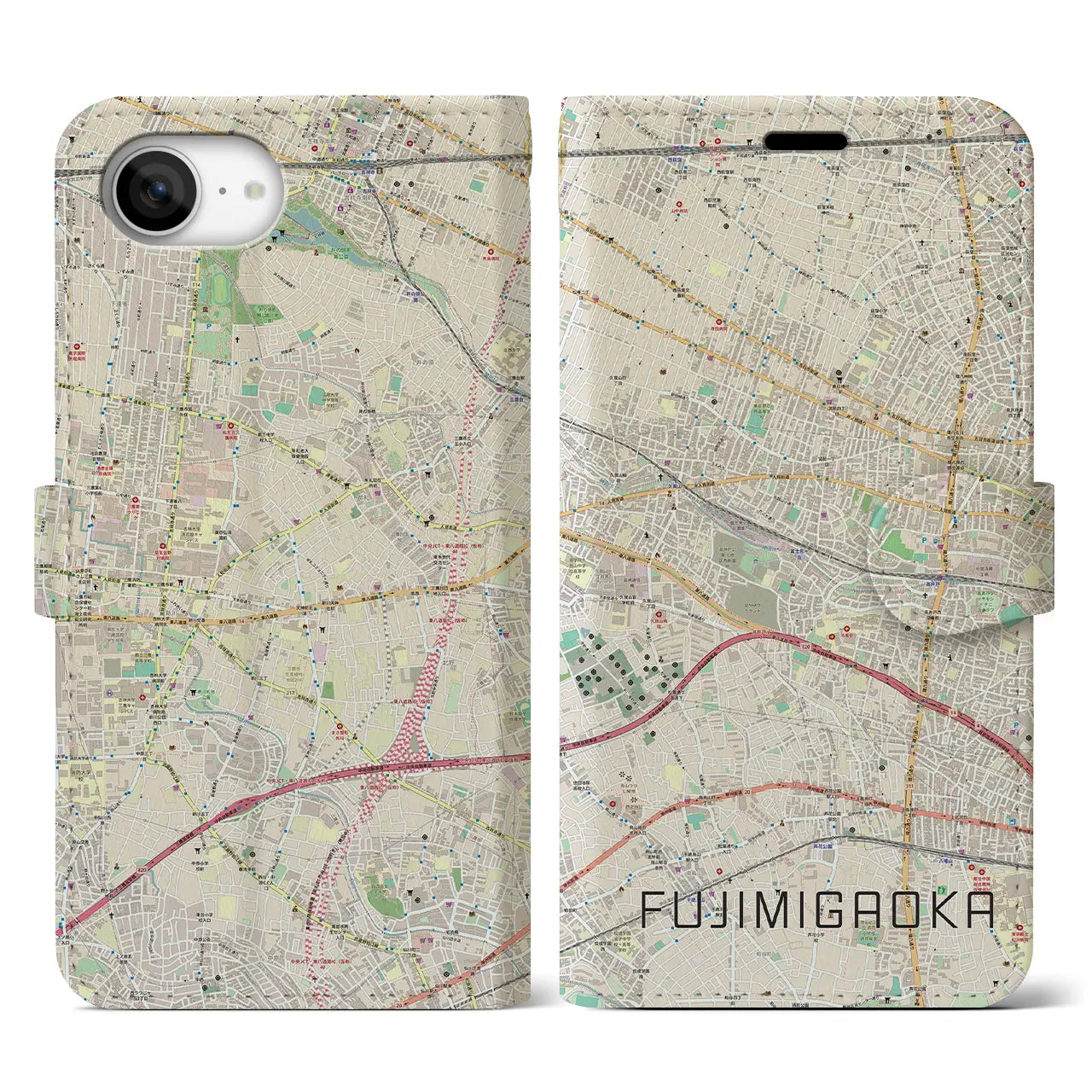 【富士見ヶ丘(東京都)】地図柄iPhoneケース(手帳タイプ)