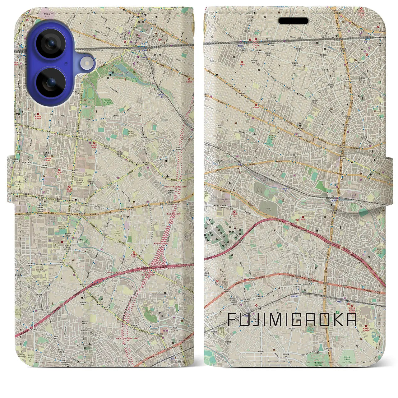 【富士見ヶ丘(東京都)】地図柄iPhoneケース(手帳タイプ)