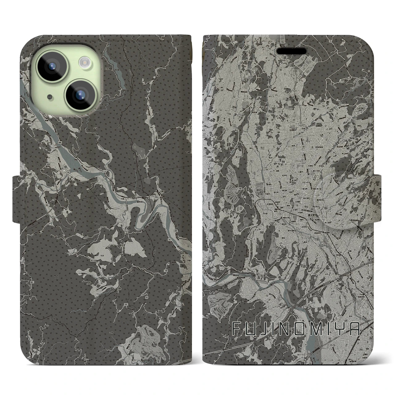 【富士宮(静岡県)】地図柄iPhoneケース(手帳タイプ)