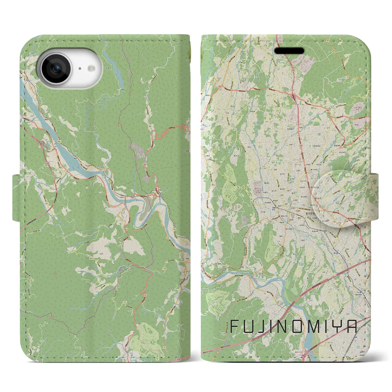 【富士宮(静岡県)】地図柄iPhoneケース(手帳タイプ)