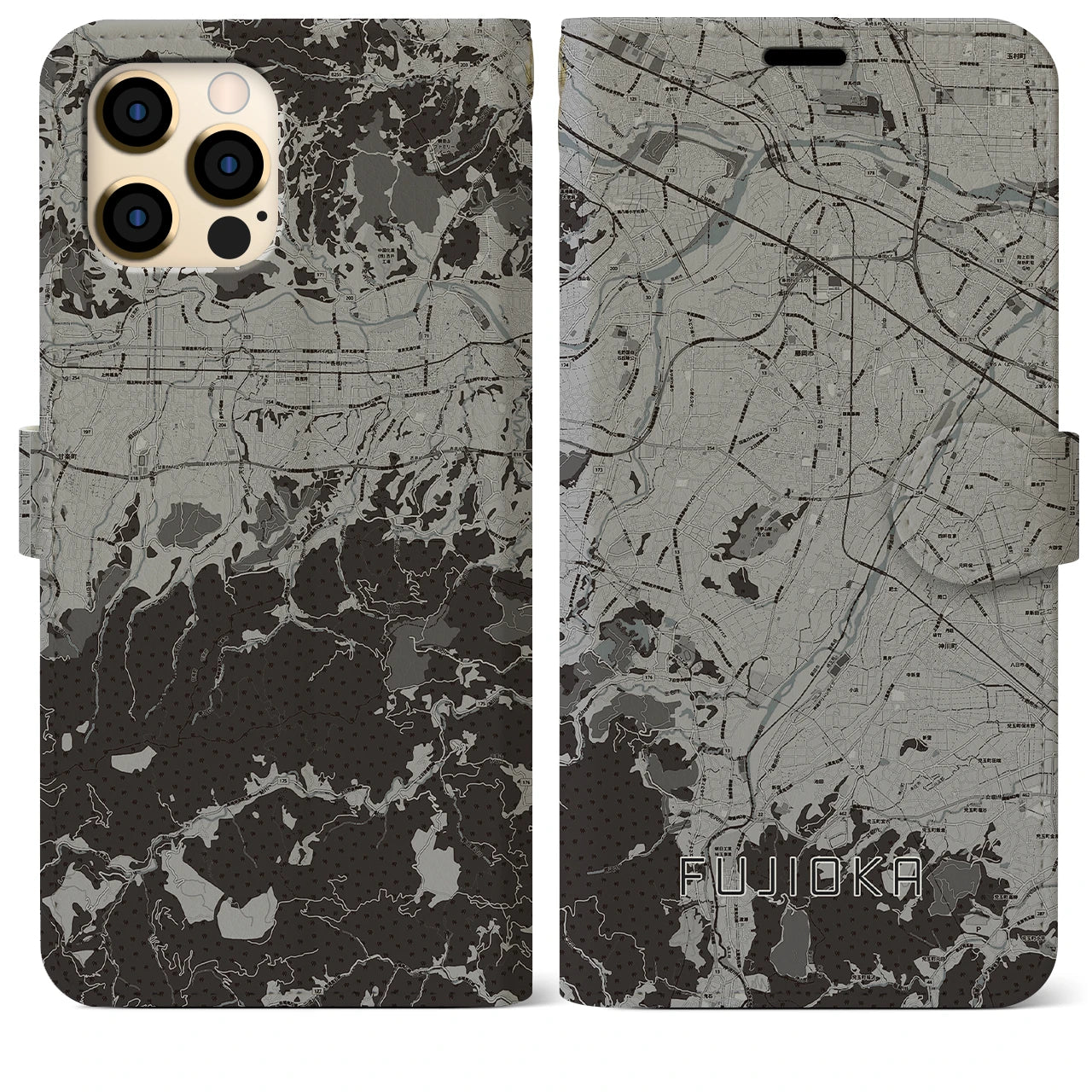 【藤岡(群馬県)】地図柄iPhoneケース(手帳タイプ)