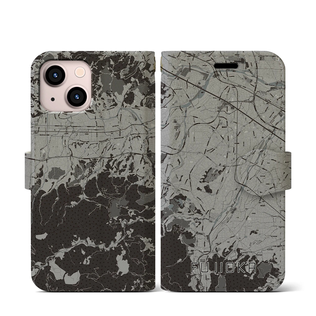 【藤岡(群馬県)】地図柄iPhoneケース(手帳タイプ)