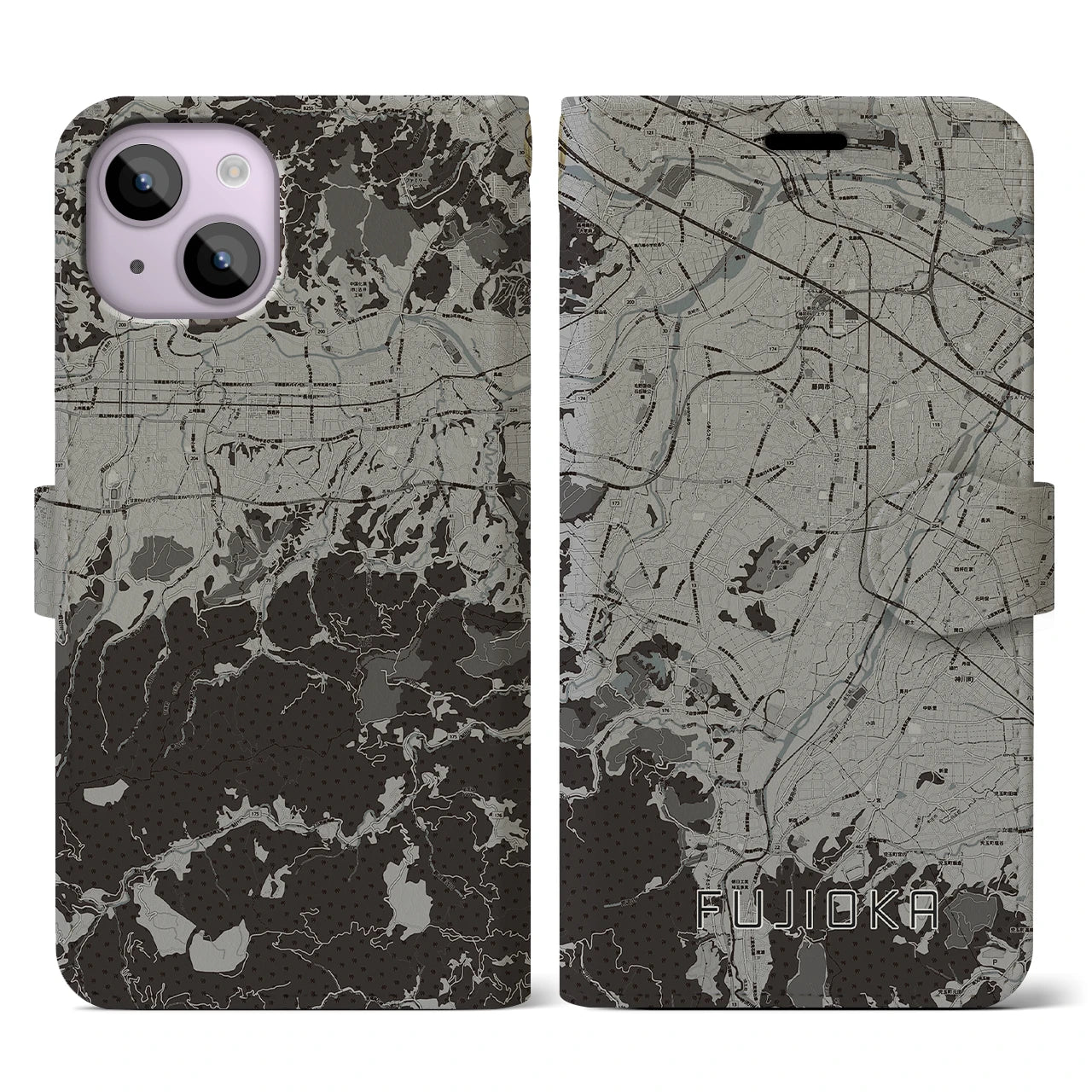 【藤岡(群馬県)】地図柄iPhoneケース(手帳タイプ)