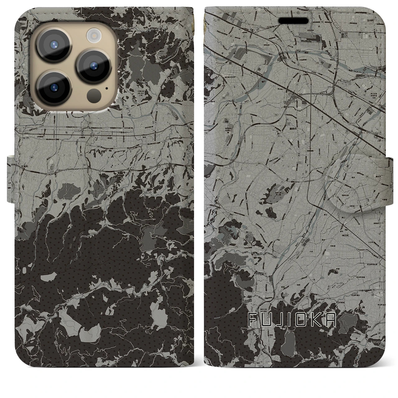 【藤岡(群馬県)】地図柄iPhoneケース(手帳タイプ)