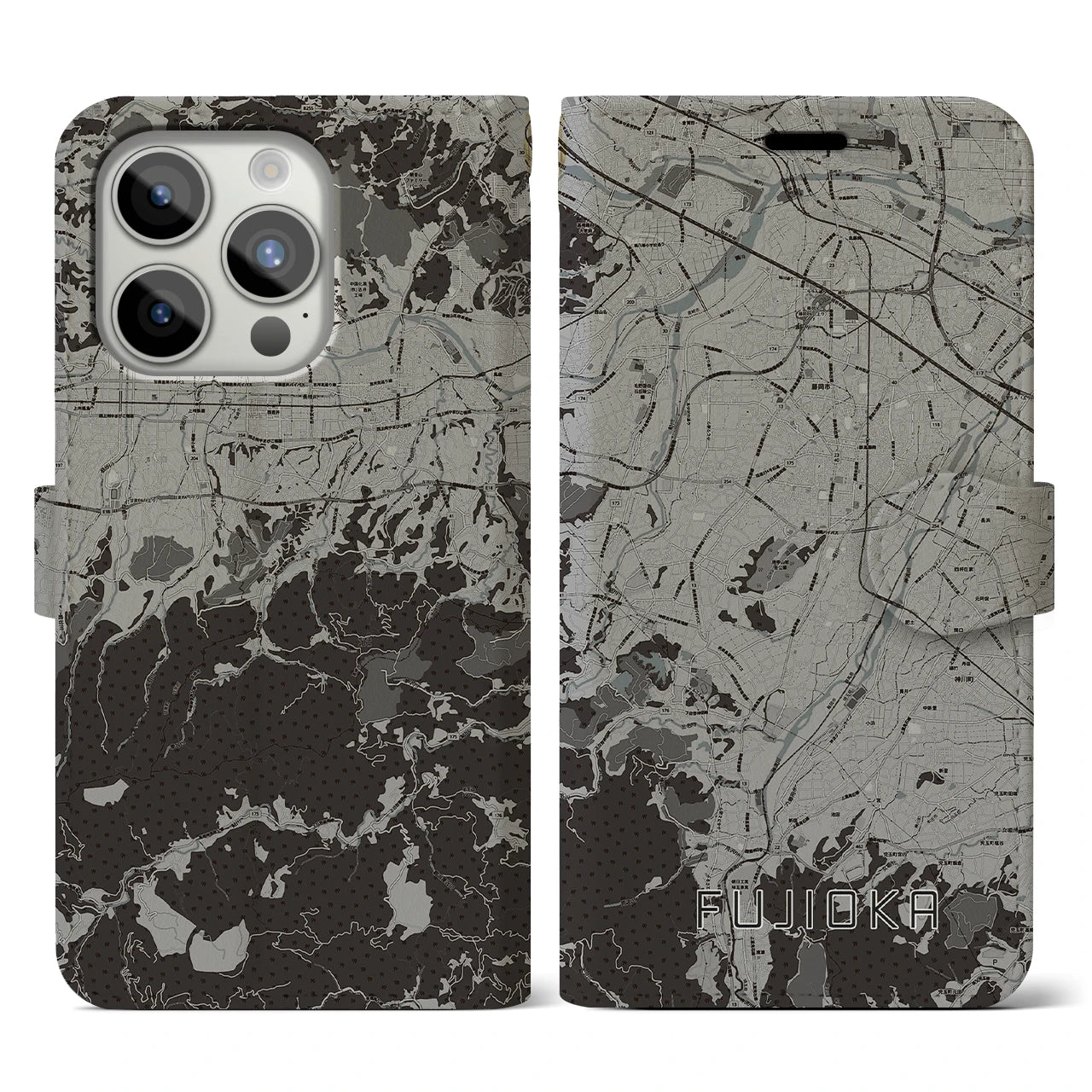 【藤岡(群馬県)】地図柄iPhoneケース(手帳タイプ)