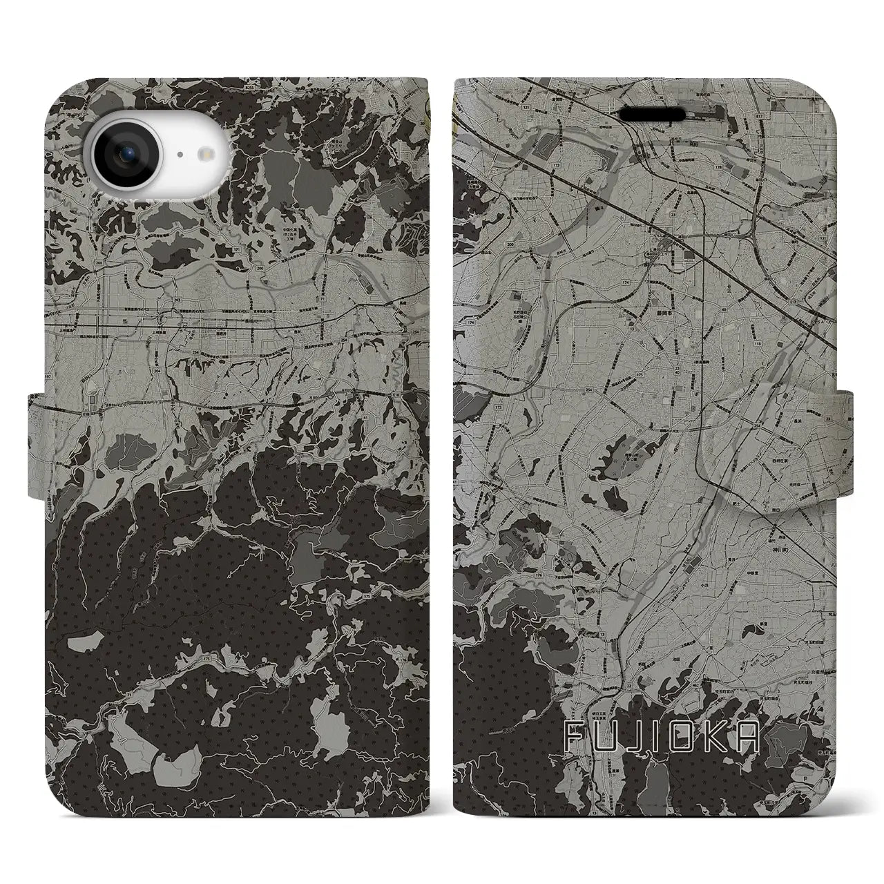 【藤岡(群馬県)】地図柄iPhoneケース(手帳タイプ)