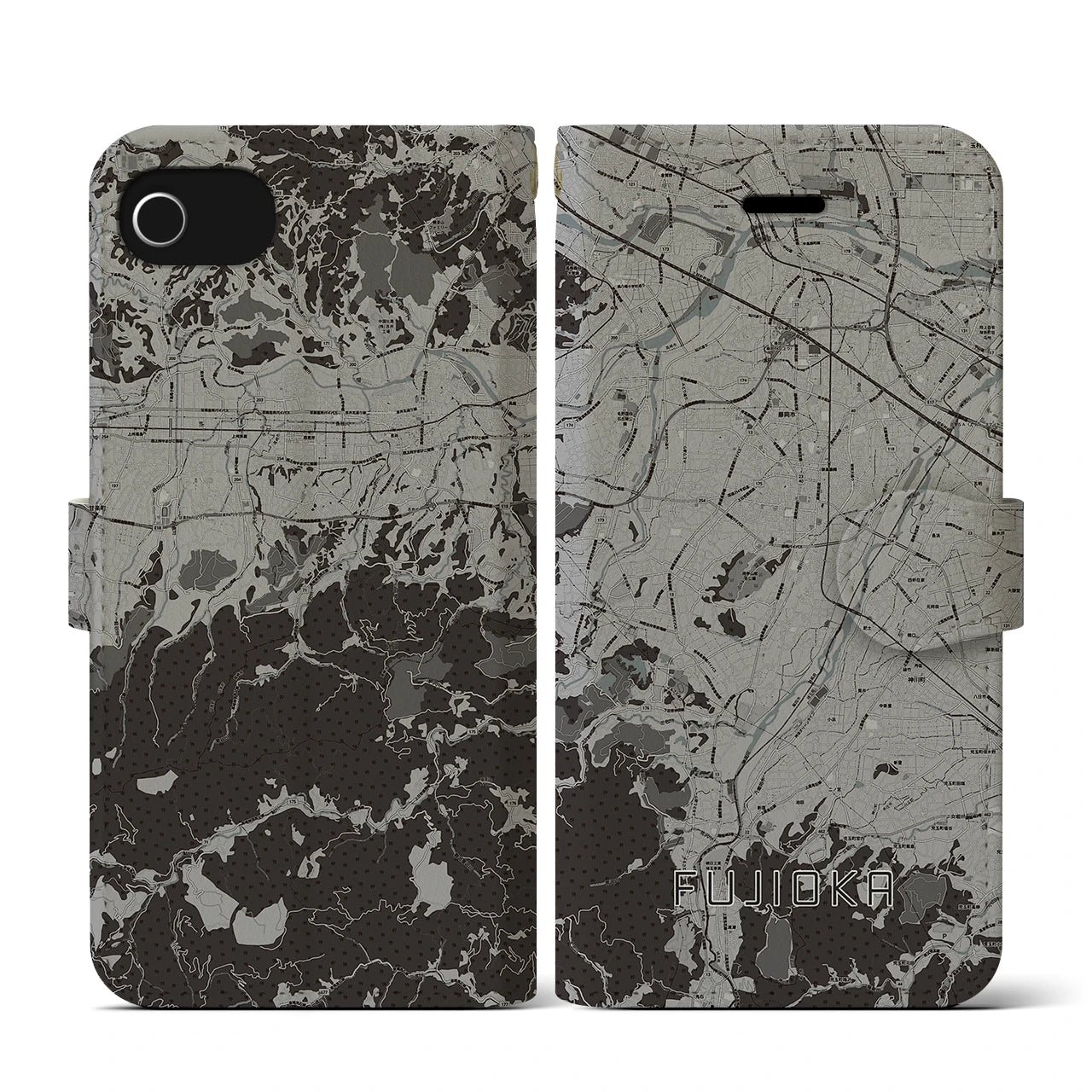 【藤岡(群馬県)】地図柄iPhoneケース(手帳タイプ)