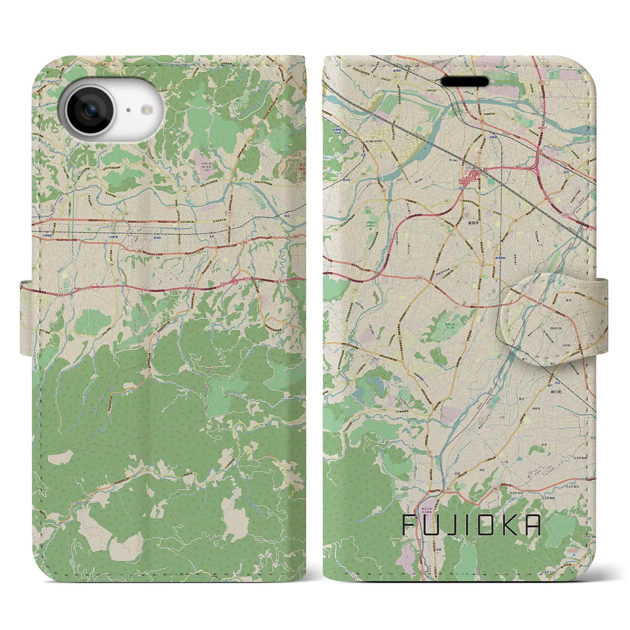 【藤岡(群馬県)】地図柄iPhoneケース(手帳タイプ)