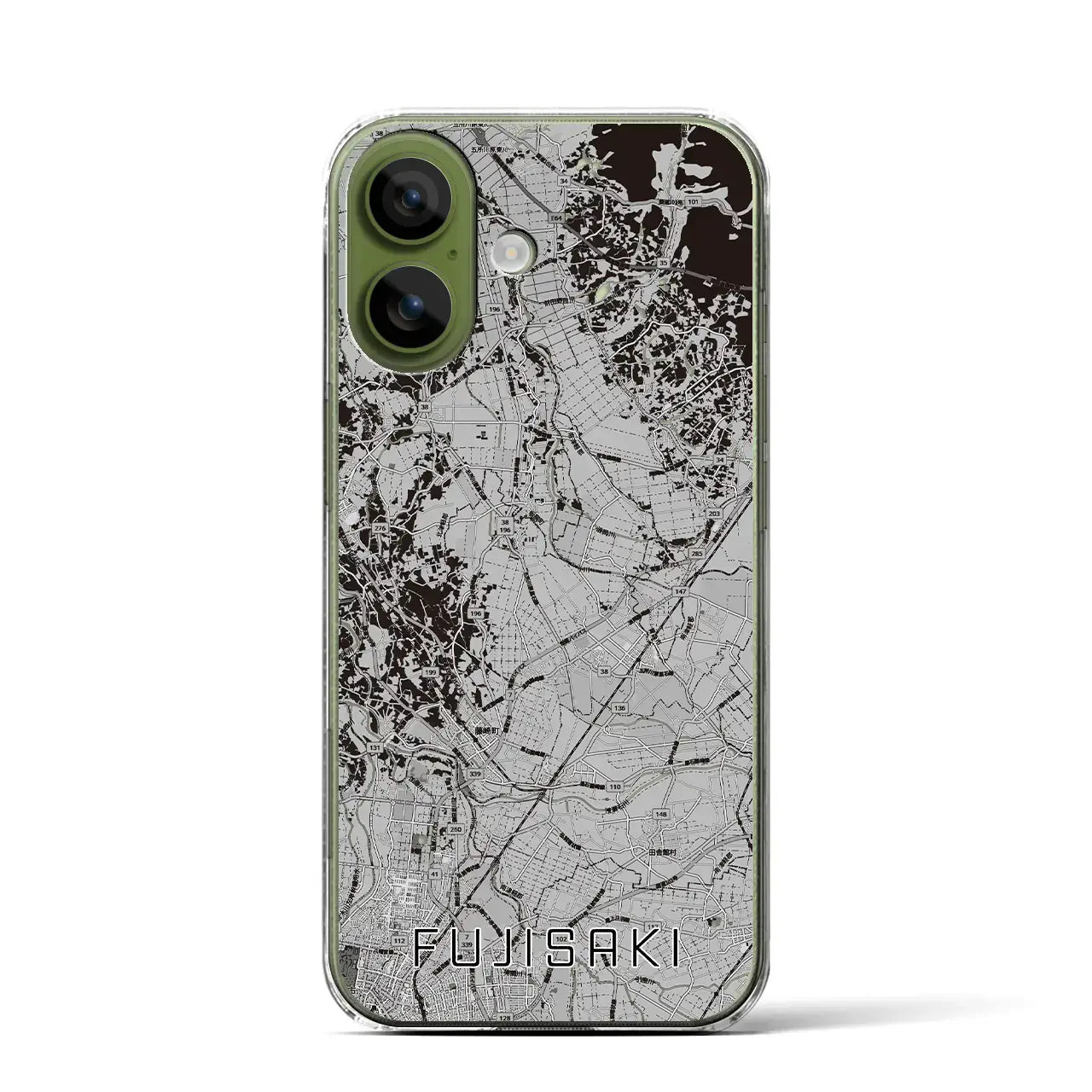 【藤崎(青森県)】地図柄iPhoneケース(クリアタイプ)モノトーン・iPhone 17 Pro Max 用