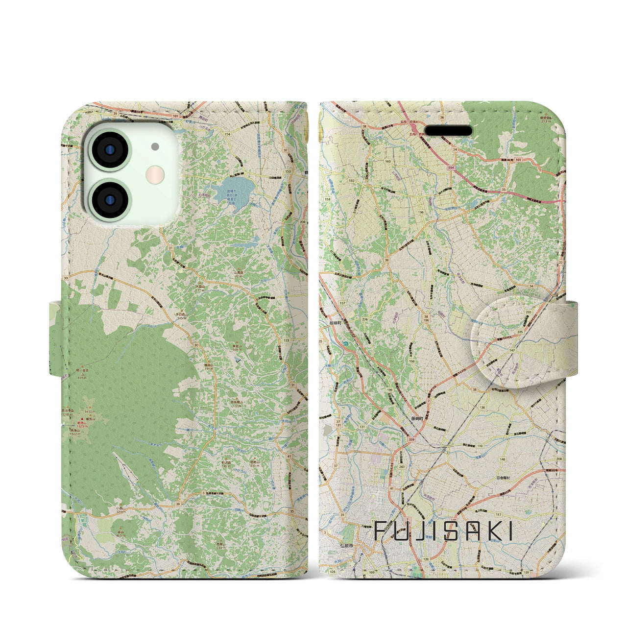 【藤崎(青森県)】地図柄iPhoneケース(手帳タイプ)