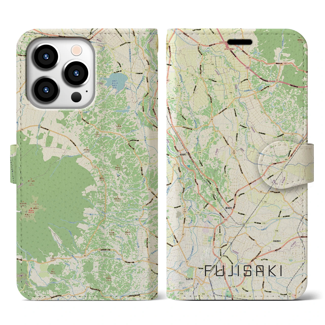 【藤崎(青森県)】地図柄iPhoneケース(手帳タイプ)