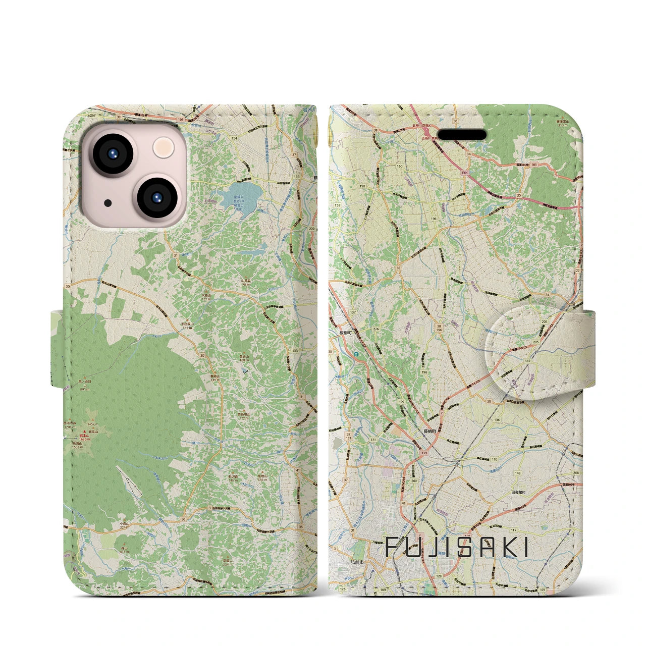 【藤崎(青森県)】地図柄iPhoneケース(手帳タイプ)